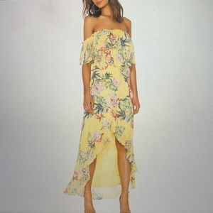 BB Dakota floral hi-low off the shoulder dress